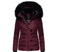 Navahoo Wisteriaa - Chaqueta de invierno acolchada para mujer con capucha de piel sintética extraíble, tallas XS-XXL, burdeos, S