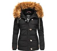 Navahoo Zoja - Chaqueta acolchada de invierno cálida para mujer con cuello de piel sintética desmontable XS-XXL, Negro , XS