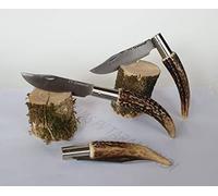 Navaja artesanal TARAMUNDI de asta de ciervo natural Caza, Pesca, Camping, Outdoor, Supervivencia y Bushcraft + Portabotellas de regalo