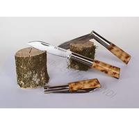 Navaja Artesanal TARAMUNDI Punta Recta y boj Quemado Caza, Pesca, Camping, Outdoor, Supervivencia y Bushcraft + Portabotellas de Regalo