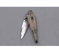 Navaja Clásica de fieles Cántara artesanal de Albacete de José Antonio Herreros con hoja de acero 440c de 9 cm y empuñadura de ciervo. Caza, pesca, supervivencia, artesana Albaceteña