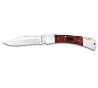 Navaja Comando Madera Roja 10 cm para Caza, Pesca, Camping, Outdoor, Supervivencia y Bushcraft Albainox 10268 + Portabotellas de regalo