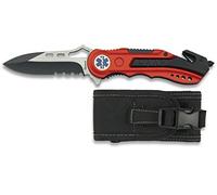 Navaja con insignia TECNICO EMERGENCIA SANITARIA Seguridad con Funda 8,1 cm para Caza, Pesca, Camping, Outdoor, Supervivencia y Bushcraft Albainox 19495GR1003 + Portabotellas de regalo