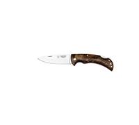 Navaja Cudeman 325-GF hoja de acero ACX-380 de 9,5 cm y empuñadura de nogal pulido con separador rojo de 11,5 cm funda de cuero para Caza, Pesca, Supervivencia y bushcraft + Portabotellas Regalo