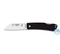 Navaja Cudeman La Marinera 386-M con hoja de acero Böhler N690-Co de 7 cm y empuñadura de micarta negra con separador azul de 9,5 cm para Caza, Pesca, Supervivencia y bushcraft + Portabotellas Regalo
