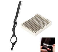 Navaja de Afeitar Hombre, Cuchillas de Afeitar Barbero para Barbero con 10 Hojas de Acero Inoxidable Maquinilla de Adelgazamiento para Texturizar Capas Ideal para Peluquería Profesional Uso Doméstico