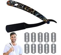 Navaja de afeitar profesional, 1 artículo Navaja de afeitar, Cuchilla para recortadora de barba, Cuchilla de Afeitar de Barbero y 10 hojas, Kit de Afeitado Clásico para Barba