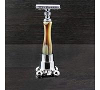 Navaja de afeitar y soporte Classic Horn Navaja de afeitar mango de resina y acero cuchilla de afeitar soporte