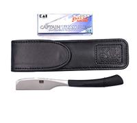 Navaja de barbero profesional de borde recto Kai Kasho Captain con estuche de cuero, compatible con Feather Artist Club y Kai Captain Blades, 20 cuchillas Kai Captain Titan incluidas también