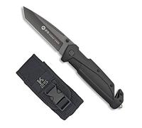 Navaja K25 18486 Seguridad Negra Titanium Coated. Plegable, hoja de 9 cm.- Herramienta para Caza, Pesca, Camping, Outdoor, Supervivencia y Bushcraft