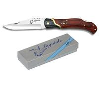 Navaja laguiole Madera roja Virola MKT para Caza, Pesca, Camping, Outdoor, Supervivencia y Bushcraft Albainox 19419 + Portabotellas de regalo