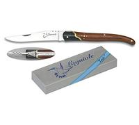 Navaja LAGUIOLE Stamina y micarta Hoja 9,5 cm para Caza, Pesca, Camping, Outdoor, Supervivencia y Bushcraft Albainox 19247 + Portabotellas de regalo