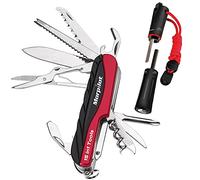 Navaja Multiusos 15 en 1 con Pedernal 5 en 1 para Supervivencia | Incluye Brújula, Silbato y Pedernal Resistente al Agua. Ideal para Camping, Senderismo, Pesca, Bushcraft y Kits de Emergencia