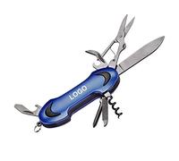 Navaja Multiusos de Bolsillo 8-en-1 PERSONALIZADA (con Nombre o Texto) · Cuchillo Multiusos/Herramienta Multiuso AZUL Ideal como Excelente · Multiherramienta con embalaje Individual