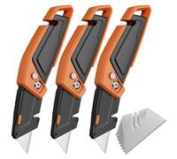 Navaja Multiusos Plegable con Almacenamiento de Hojas, Cortador de Cajas con 3 Hojas, Compacta con Botón de Liberación Lateral(*3)