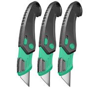 Navaja Multiusos Plegable, Cúter de Bolsillo Plegable, Mango de Plástico, Láminas de Plástico, Linóleo, Cajas, Cuerda(*3)