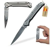 Navaja Pequeña con Cuchillo Plegable y Mango de Acero Inoxidable, Navajas Barata Liviana y Compacta Navaja Española de Bolsillo o Llavero para Camping, Supervivencia, Trabajo, Caza, Pesca, Montaña.