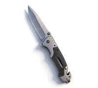 Navaja plegable, longitud total 22,5 cm - Navaja afilada para actividades al aire libre y supervivencia con hoja de acero inoxidable de 10 cm. Incluye clip para cinturón y funda.