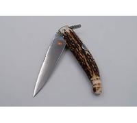 Navaja Punta recta artesanal de Albacete de José Antonio Herreros con hoja de acero 440c de 9 cm y empuñadura de ciervo pulido. Caza, pesca, supervivencia, artesana Albaceteña