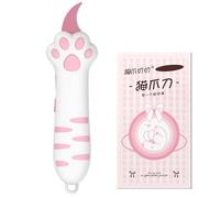 Navaja RetráCtil Con Forma De Pata De Gato Y Mango En Forma De Pata De Gato. Cortador De Bolsillo PortáTil Para Cajas, Cartones. Mini Abridor De Paquetes Multiusos Con DiseñO De Seguridad (Rosa)