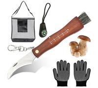 Navaja Setas con Cepillo de Setas,Juego de Recolectores de Setas,Bolsa de Caza de Hongos,1 Pares de Guantes,Cuchillo de Setas con Cepillo y Regla,Brújula,Navaja para Setas Plegable para Recoger Setas