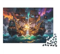 Naval Fight Jigsaw Puzzles 1000 Piece Recycled Paper Pirate Ship Puzzle para Niño y Niña a Partir de 6 años Juego Educativo Challenge Fun Family Game 70x50cm/1000pcs