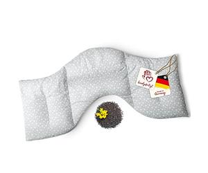 Navango® Cojín para Microondas, Almohadilla Térmica, de Semillas de Canola | Cojín Térmico | Cojin Cervical | Hecho a Mano | 100% Algodón | aprox. 50 × 25 cm | Gris | para el Cuello