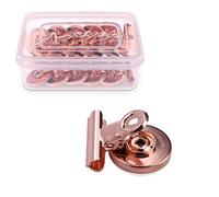 Navaris 15x Pinzas con imán para la nevera - Set de clips magnéticos de metal para pizarra magnética frigorífico oficina escuela cocina - Oro rosa