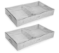 Navaris 2X Organizador para Debajo de la Cama - Cajas organizadoras para Guardar Ropa y Zapatos - Cajón Cierre y 2 Compartimentos Negro