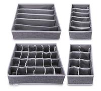 Navaris 4x Organizadores de cajones con compartimentos - Caja de almacenaje de tela plegable - Organizador de armario para ropa interior calcetines