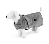 Navaris Albornoz para Perros - Bata de baño para Perro con 3X Correa Ajustable - Batín de Tela Suave de Microfibra para Mascota - Talla M - En Gris