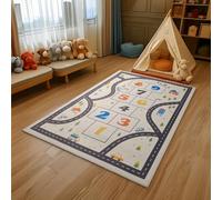 Navaris Alfombra Infantil - Habitacion Niños 120x160cm - Alfombra Juegos Rayuela con Carreteras - Antideslizante