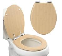 Navaris Asiento Universal para WC - Tapa de Inodoro de 42,5 x 35,8 x 5,6 cm - Cubierta para Taza de Sanitario de Madera - Cierre silencioso - Instalación Sencilla - Marrón Claro