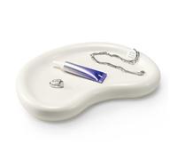 Navaris Bandeja decorativa moderna - Bandeja de luna para joyas vaciabolsillos y accesorios - Organizador blanco cerámica de cocina baño escritorio - 24 x 16 x 3 cm