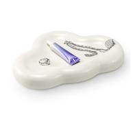 Navaris Bandeja decorativa moderna - Bandeja de nube para joyas vaciabolsillos y accesorios - Organizador blanco cerámica de cocina baño escritorio - 24 x 16 x 3 cm