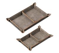 Navaris Bandejas de cuero sintético - Set 2x bandeja vaciabolsillos para dejar llaves monedas en recibidor oficina escritorio con divisor ajustable