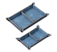 Navaris Bandejas de cuero sintético - Set 2x bandeja vaciabolsillos para dejar llaves monedas en recibidor oficina escritorio con divisor ajustable