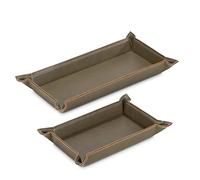 Navaris Bandejas de cuero sintético - Set de 2x bandeja vaciabolsillos para dejar llaves monedas - Cuenco para recibidor oficina escritorio