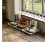 Navaris Bandejas para Zapatos - Set de 3X Bandeja para secar Calzado - Bases escurridoras de Goteo con Borde Elevado - 35 x 27 x 2.5 CM - Gris