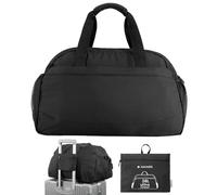 Navaris Bolsa de Viaje Plegable - Bolso de Viaje 38 L Resistente al Agua - Bolsa Viaje para Mango de Maleta - Bolsas de Viaje con Correa de Hombro y Bolsillos - Duffle Bag Negro