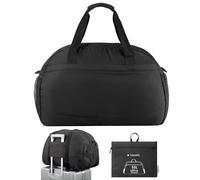 Navaris Bolsa de Viaje Plegable - Bolso de Viaje 55 L Resistente al Agua - Bolsa Viaje para Mango de Maleta - Bolsas de Viaje con Correa de Hombro y Bolsillos - Duffle Bag Negro
