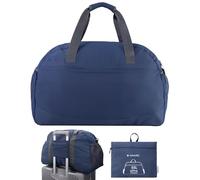 Navaris Bolsa de Viaje Plegable - Bolso de Viaje 55 L Resistente al Agua - Bolsa Viaje para Mango de Maleta - Bolsas de Viaje con Correa de Hombro y Bolsillos - Duffle Bag Azul