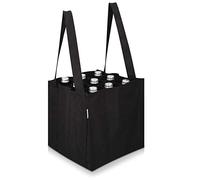 Navaris Bolsa portabotellas con 9 Compartimentos - Porta Botellas Plegable con 2X asa - Bolso botellero para Transporte de Vino Cerveza Agua - Negro