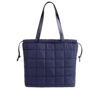 Navaris Bolso Acolchado Mujer - Puffer Tote Bag con Cierre de Botón Magnético - Bolsos Acolchado Unisex para Trabajo Oficina Clase Universidad - Correa de Cuero Vegano - Azul