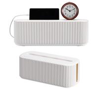 Navaris Caja Organizadora Cables - 2X Caja para Esconder Cables y Regletas - Set de 2X Caja Cables Organizador - Caja Guarda Cables Blanca - Caja para Cables y Enchufes