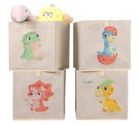 Navaris Cajas Almacenaje Juguetes - 4x Cajas Organizadoras compatible con Kallax Estanteria - 4x Caja Almacenaje y Organizador de Juguetes Infantil de 33 x 33 cm - Dinosaurios