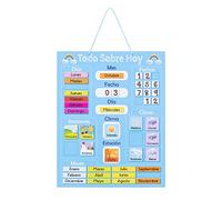 Navaris Calendario de Aprendizaje para niños - Tablero Educativo Montessori en español - Pizarra para Aprender días Meses Estaciones con 41 imanes