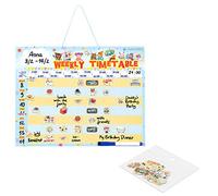 Navaris Calendario de pared para niños - Tabla de recompensas en inglés - Pizarra con 98x imán y marcador - Tablero magnético de 40 x 32 CM - Azul