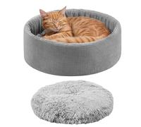 Navaris Cama para Gato - Cojin Cuna de 50 cm Ø para Gatos Grandes o Perros Pequeños - con Exterior Removible Lavable