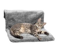 Navaris Cama para Gatos Radiador - Hamaca para Gatos Colgante de Felpa Suave y Lavable - Cama Colgante para Gatos MAX. 15 kg - Cama de Gato Colgante Plana para Radiador - Gris
